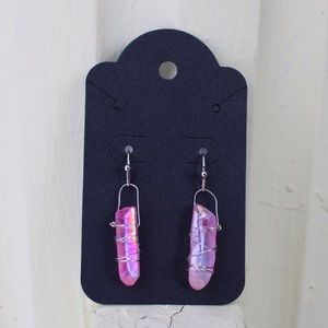 Handmade Wire Wrapped Pink Quartz Earrings